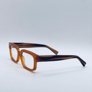Bold Retro Square Eyeglasses – Mustard Coffee Frame Acetate Frame