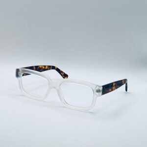 Bold Retro Square Eyeglasses – Clear Coffee Mix Frame Acetate Frame